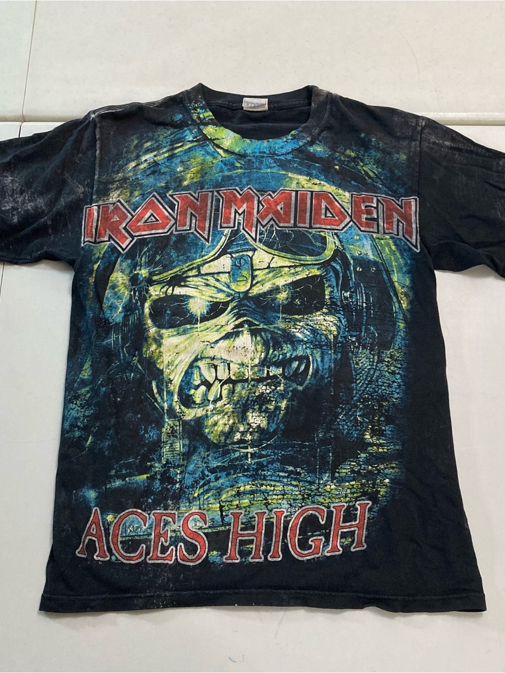 Iron Maiden Aces High Short Sleeve Tee - Black/Blue Graphic